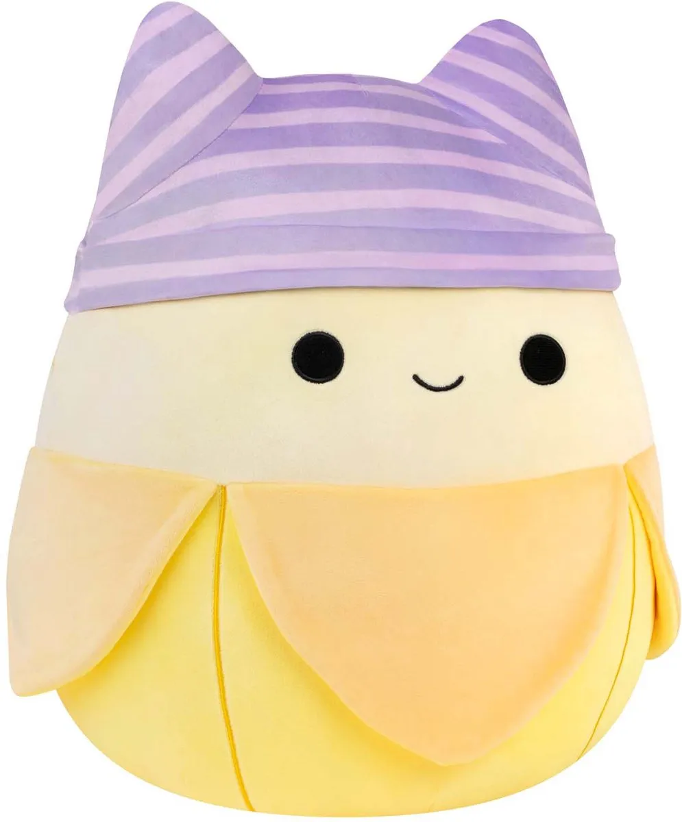 Squishmallows Junie 40cm - Geel met Paarse Strepen Kattenmuts