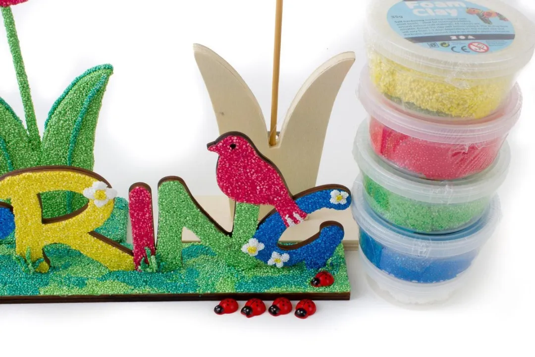 Foam Clay Lente Knutselset - 21 Stuks - Houten Tekst Spring