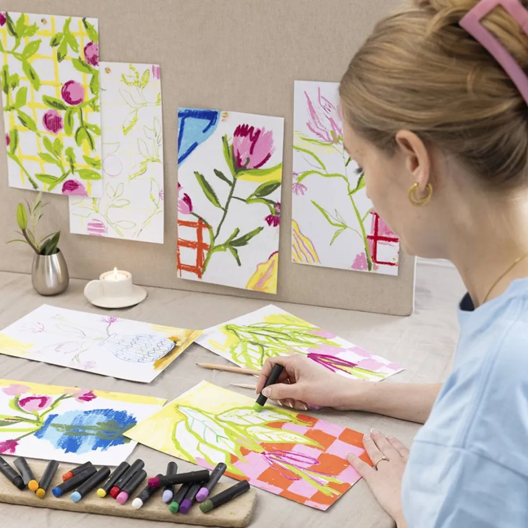 Creativ Company Starter Hobbyset Oliepastel Bloemen 24 Kleuren