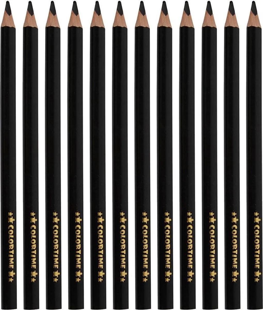 Colortime Jumbo Kleurpotloden 12 Stuks - 5mm - Zwart