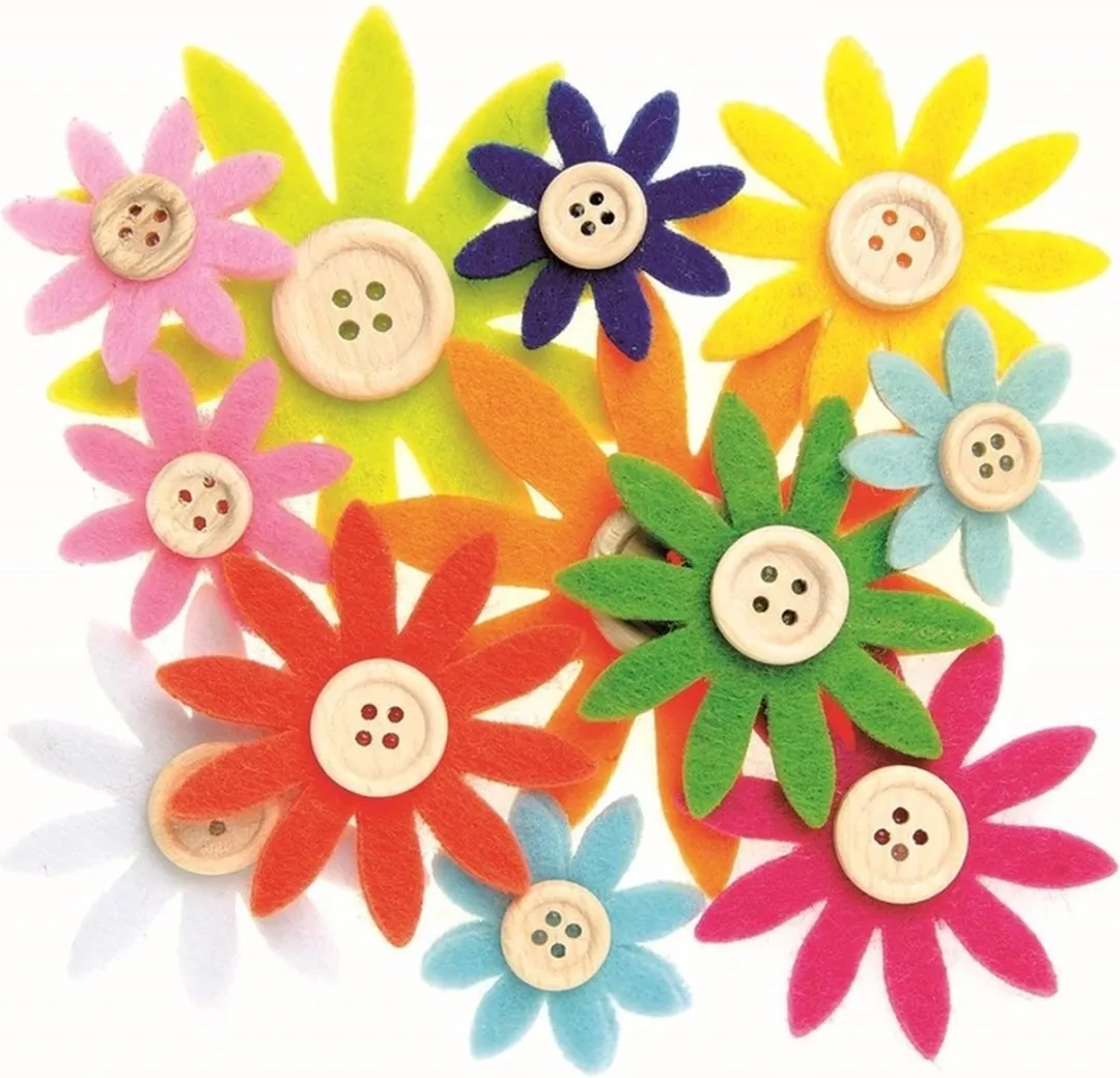Glorex Hobby Knopen Vilt Sixties Bloemen