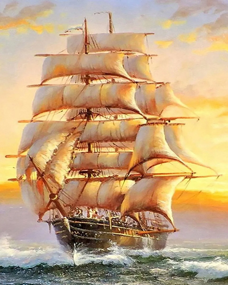 VDTOYS Diamond Painting VDTA082 Zeilboot Antiek 1