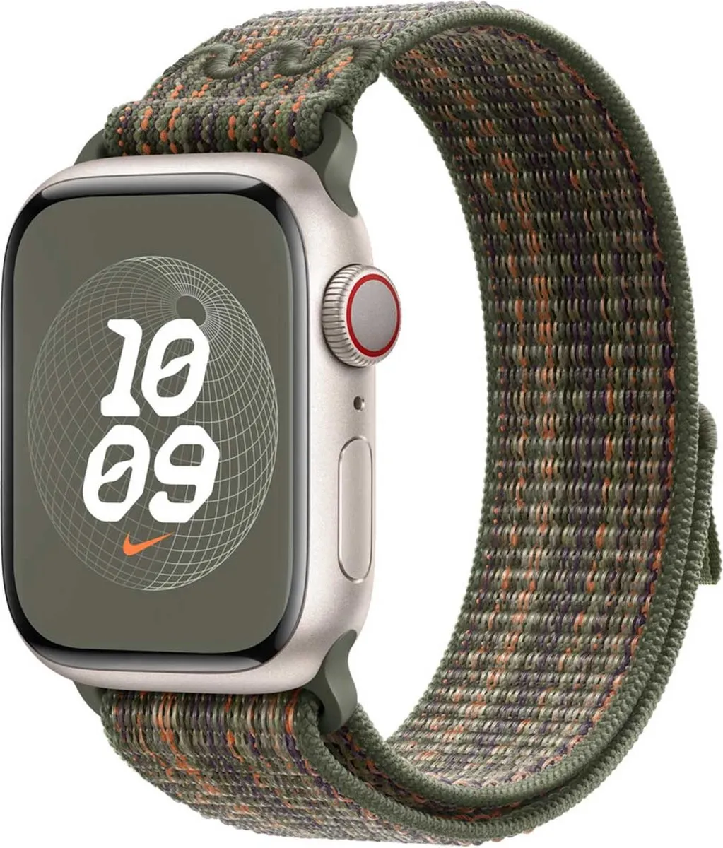 Apple Nike Sport Loop Horlogeband 41mm - Sequoia/Orange