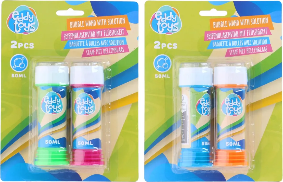 Eddy Toys Bellenblaas Set 2 Stuks - 50ml - Blauw/Oranje