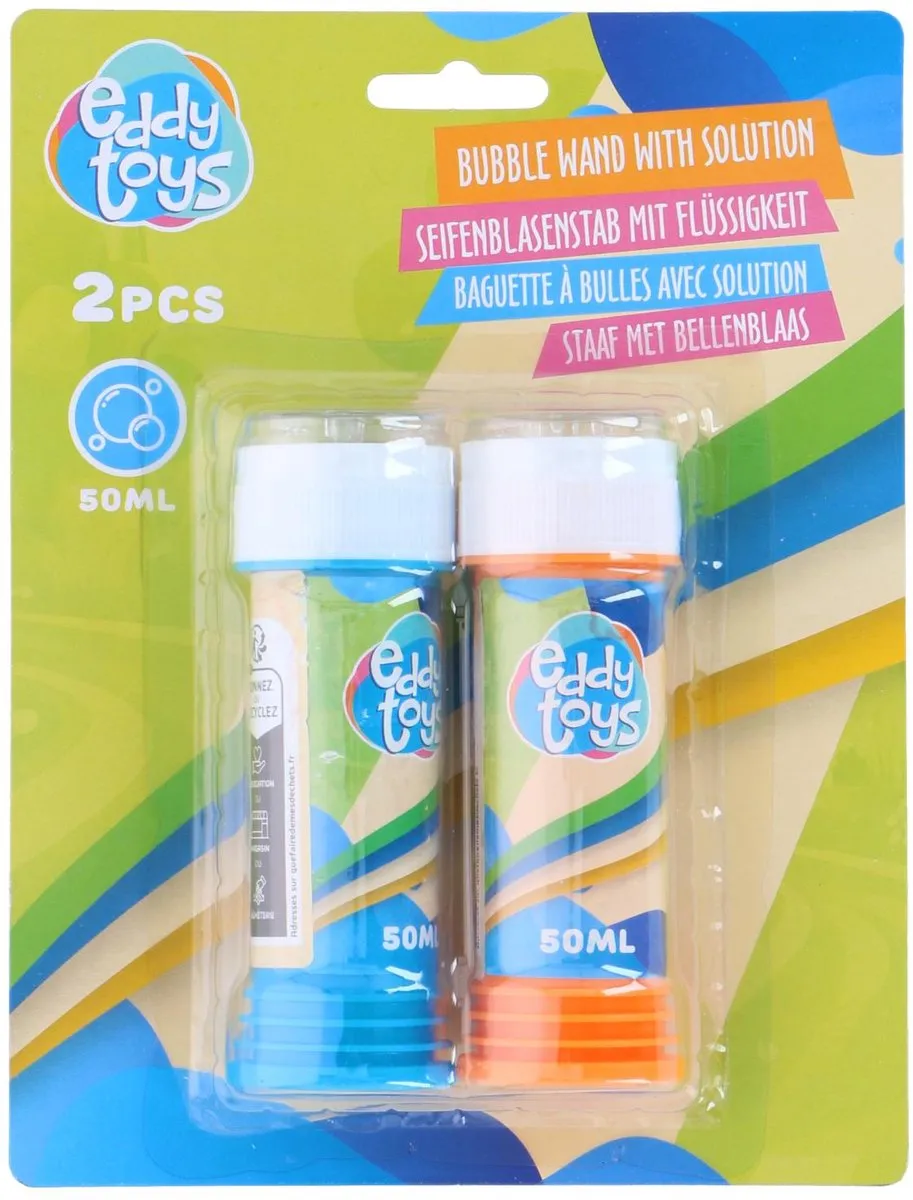 Eddy Toys Bellenblaas Set 2 Stuks - 50ml - Blauw/Oranje