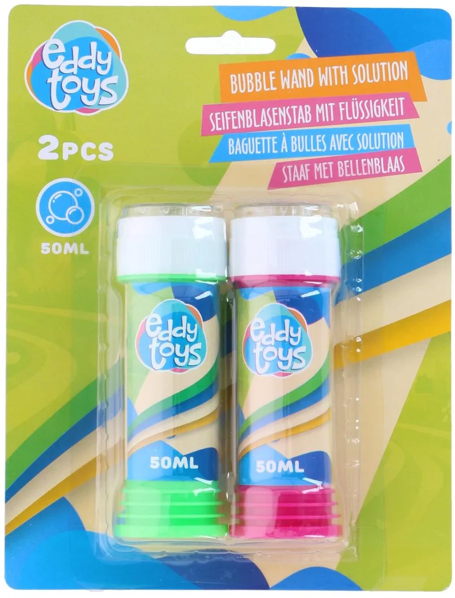 Eddy Toys Bellenblaas Set 2 Stuks - 50ml - Blauw/Oranje