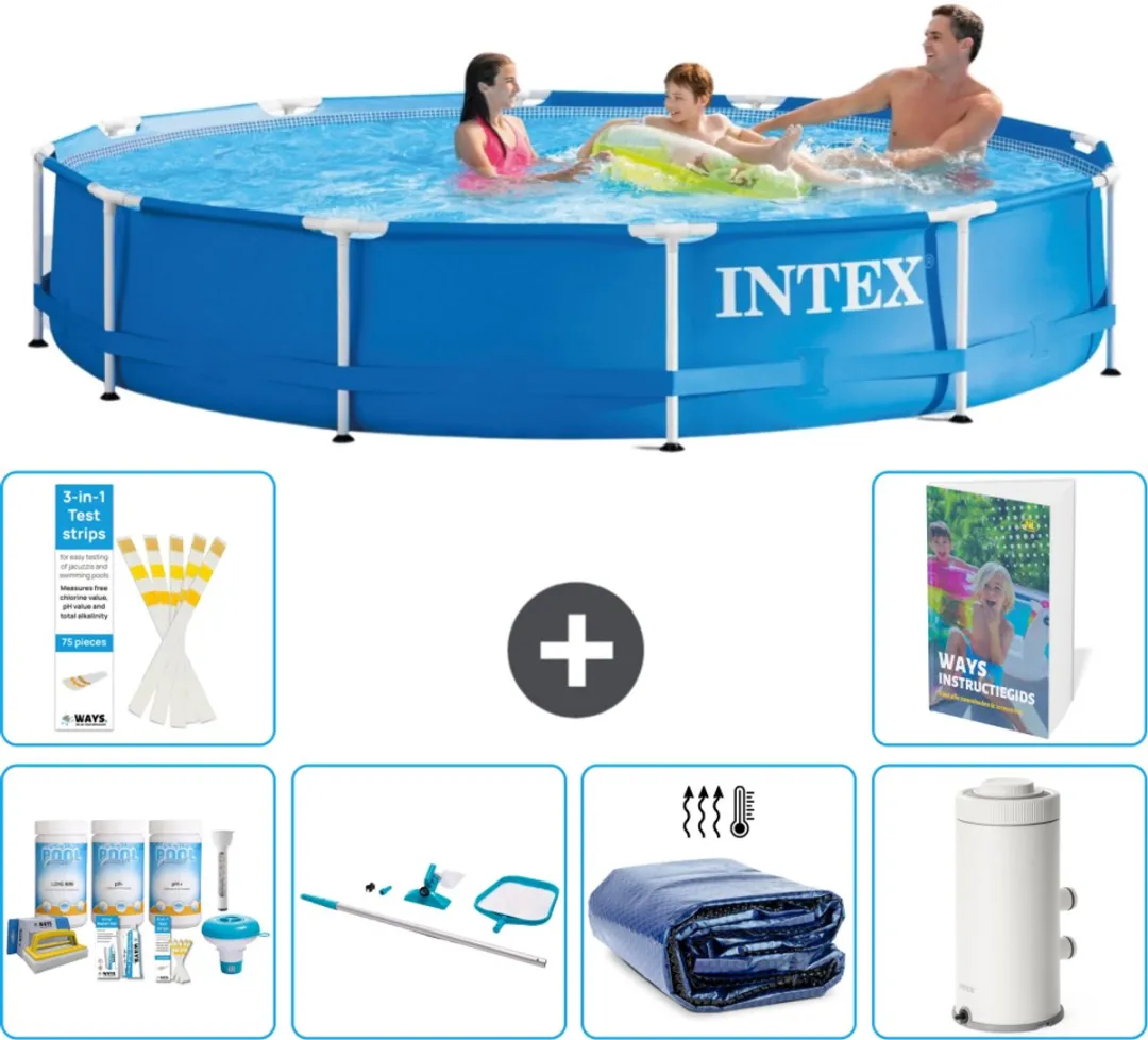 Intex 28210NP-Blauw Rond Frame Zwembad 366x76cm