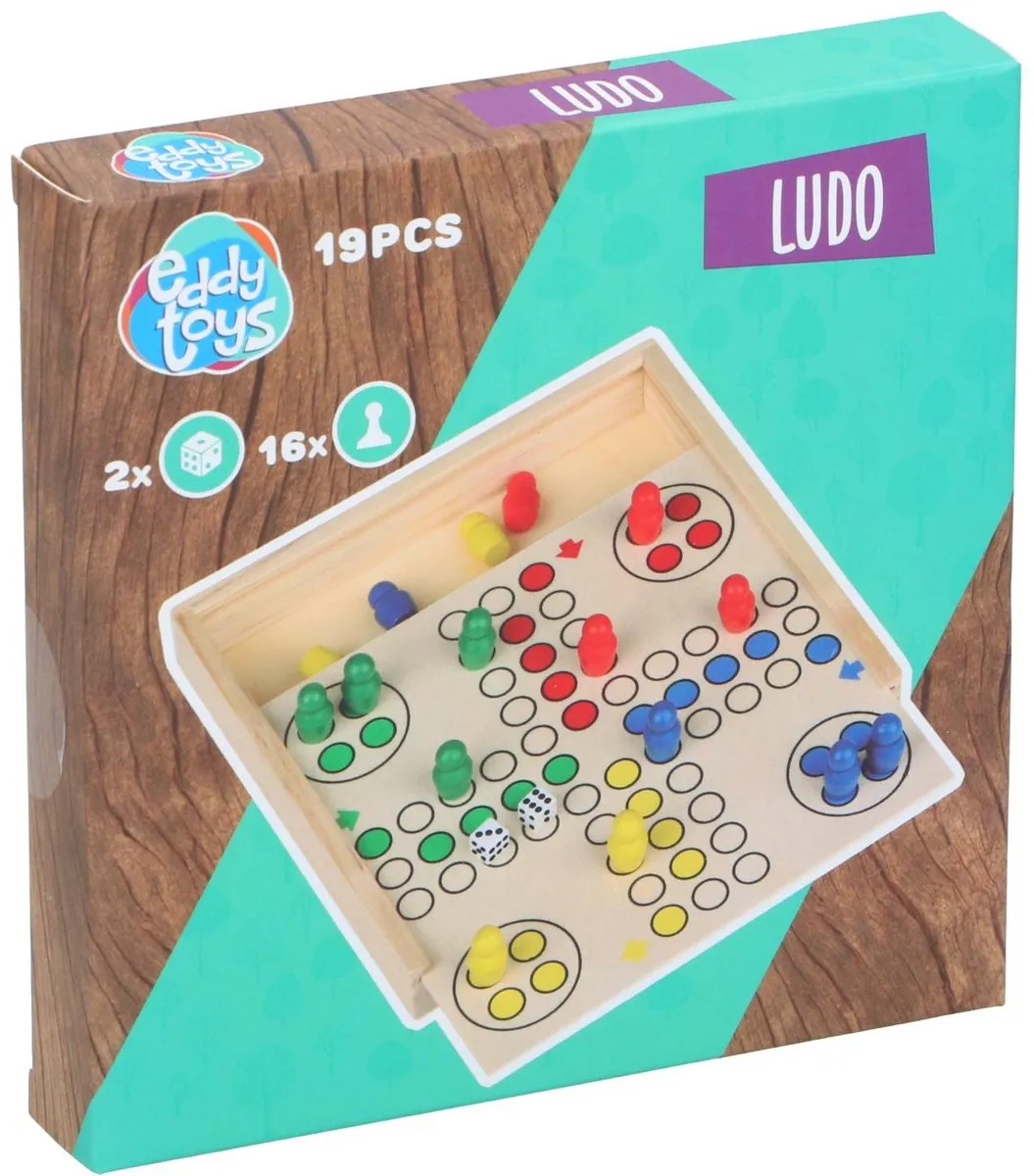 Eddy Toys Mens Erger Je Niet Houten Bordspel - 4 Spelers