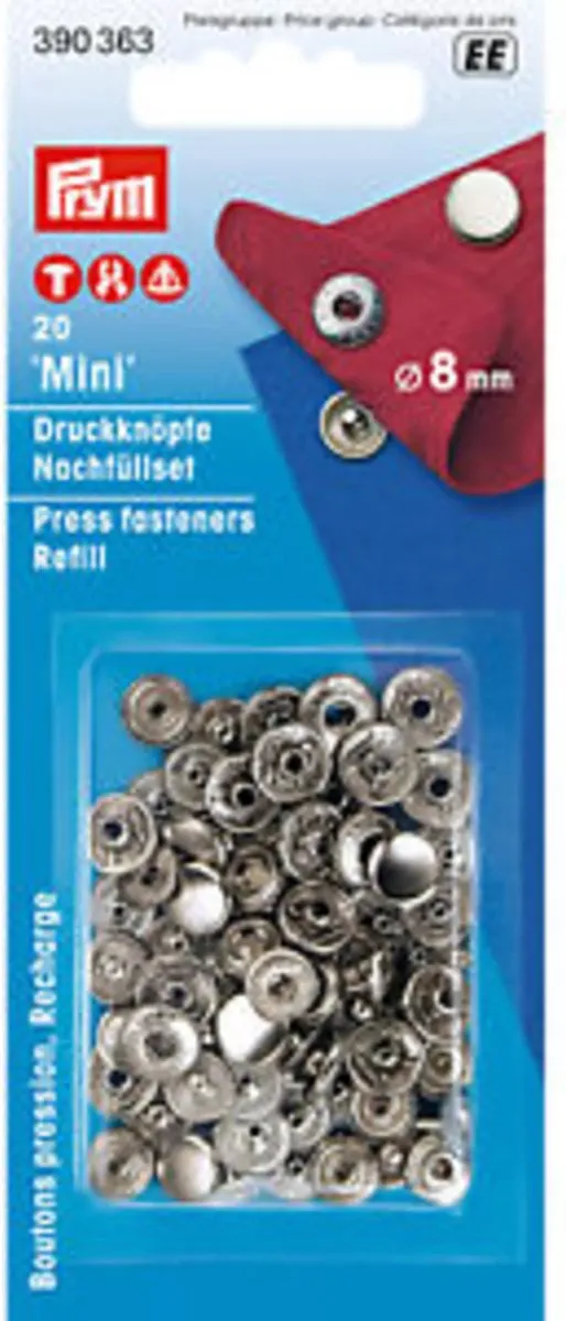 Prym Naaivrijdrukknoop Navulling 8mm - 20 Stuks
