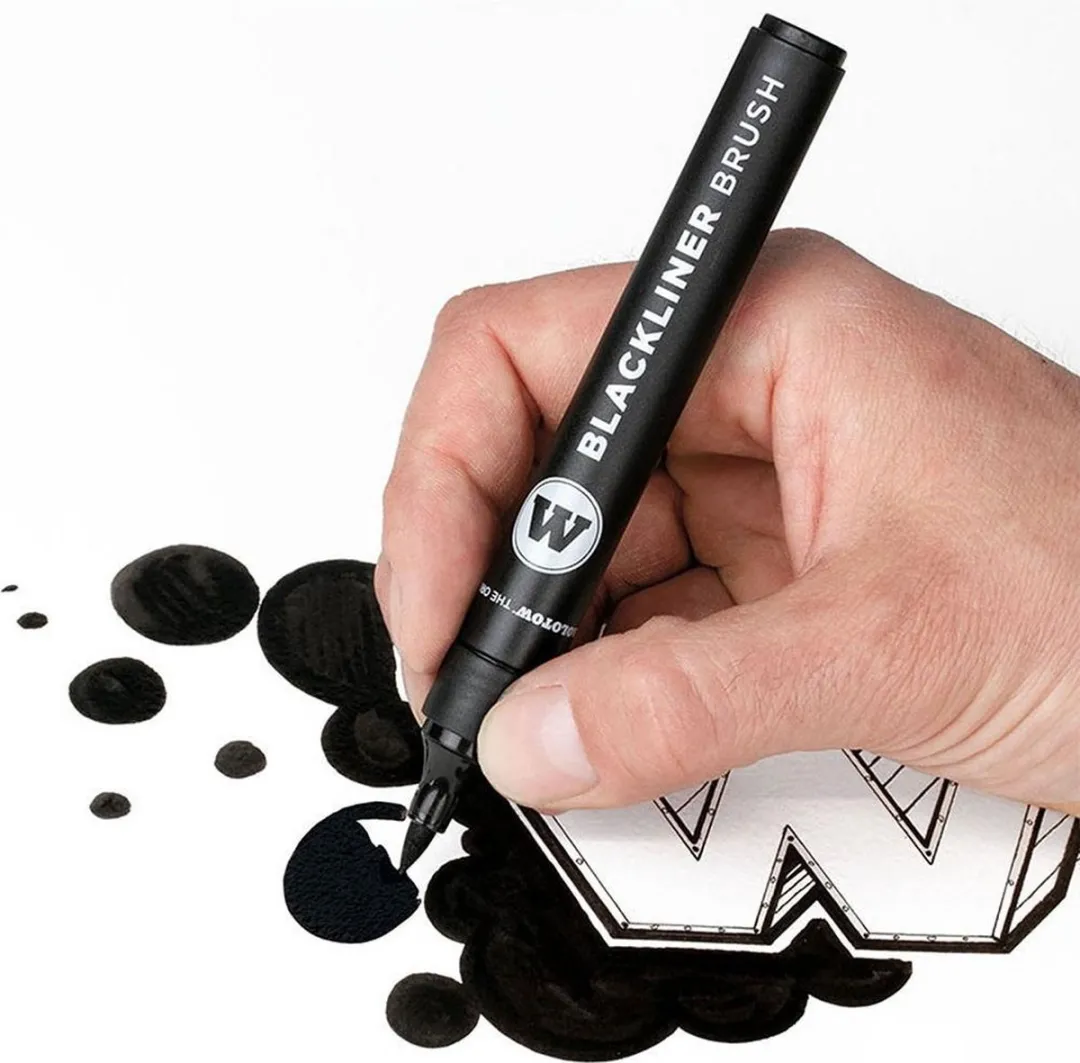Molotow Blackliner Brush Marker & Refill 2 Stuks - Zwart