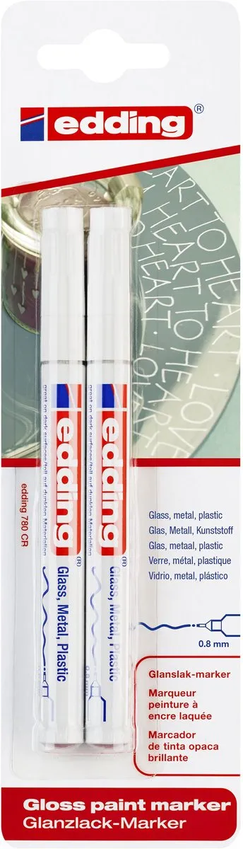 edding 780/2 Lakmarker Wit - Ronde punt 0,8mm - 2 Stuks - afbeelding 6 van 6
