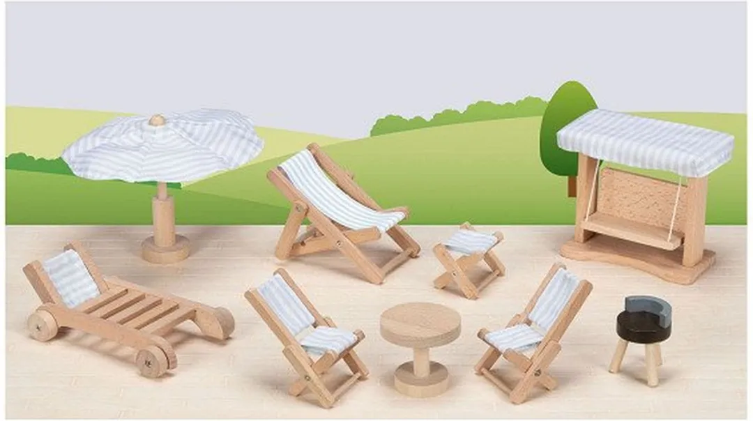 Goki Tuinmeubelen Poppenhuis 9-delig - Multicolor