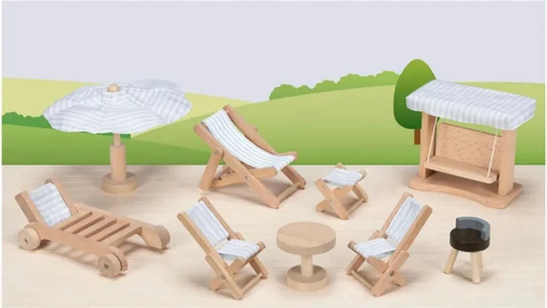 Goki Tuinmeubelen Poppenhuis 9-delig - Multicolor