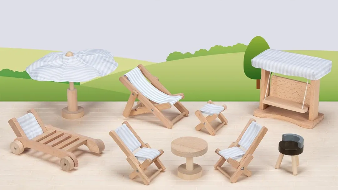 Goki Tuinmeubelen Poppenhuis 9-delig - Multicolor