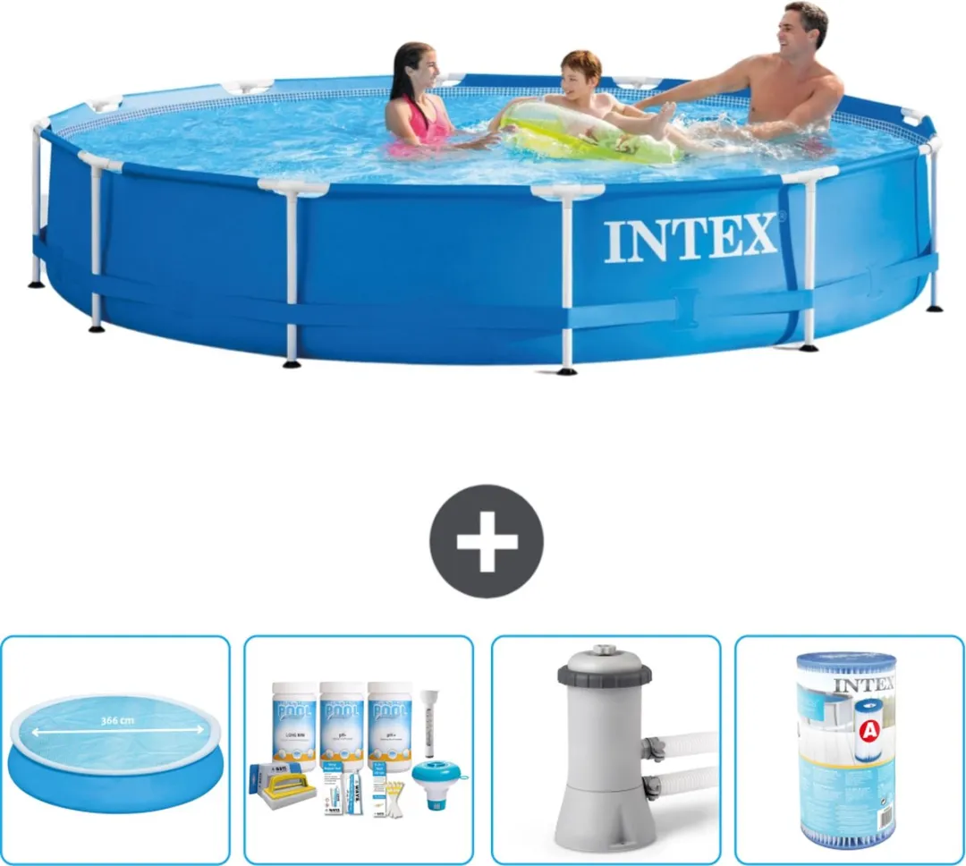 Intex 28210NP-Blauw Rond Frame Zwembad 366x76cm