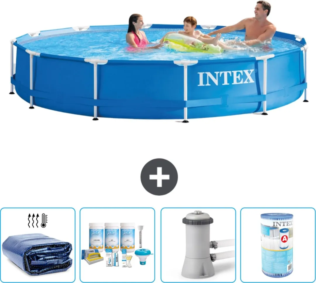Intex 28210NP-Blauw Rond Frame Zwembad 366x76cm - Blauw