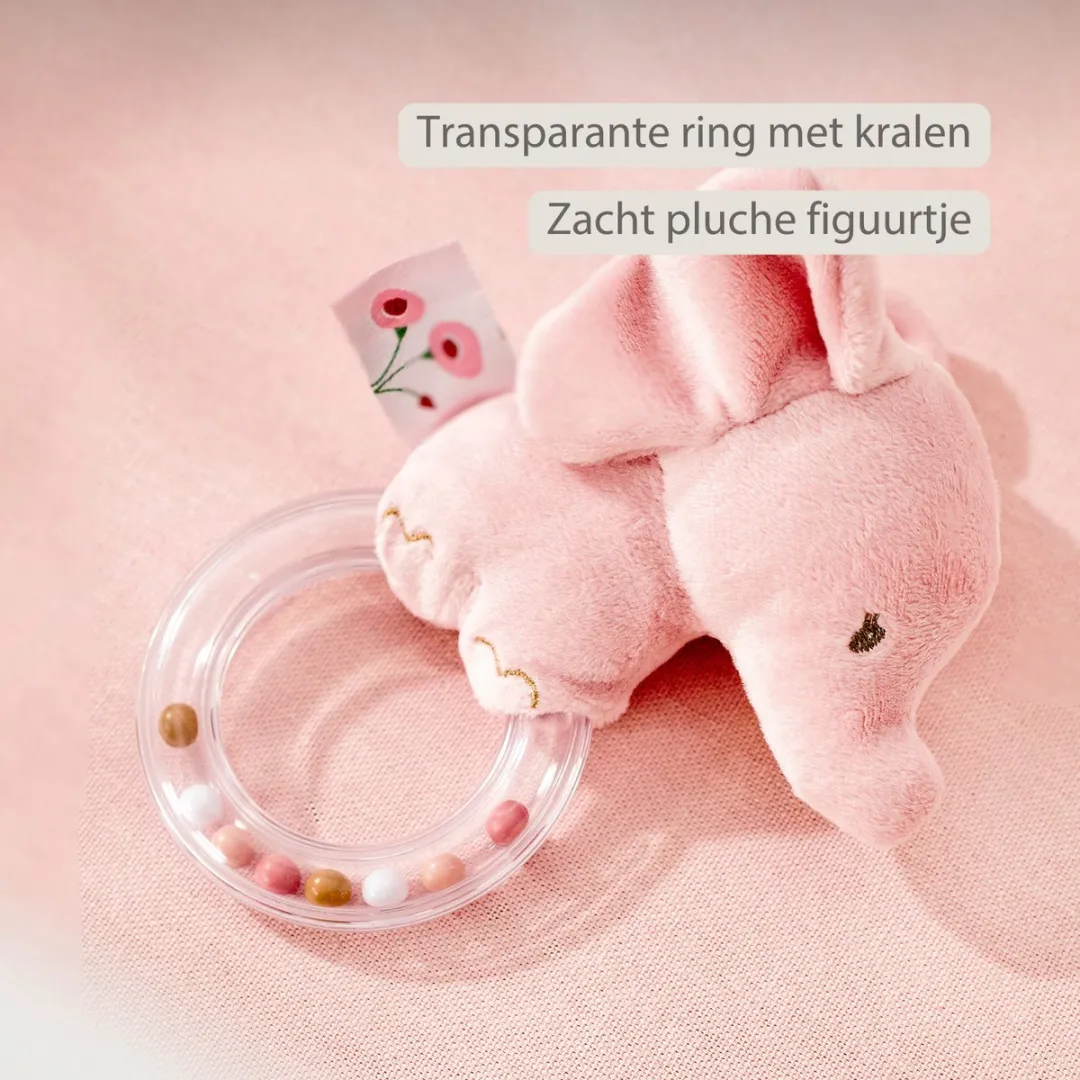 Nattou FanFan Rammelaar Olifant - 15cm - Roze