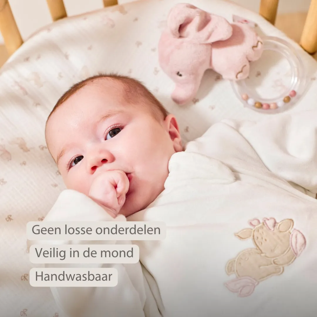 Nattou FanFan Rammelaar Olifant - 15cm - Roze - afbeelding 6 van 6