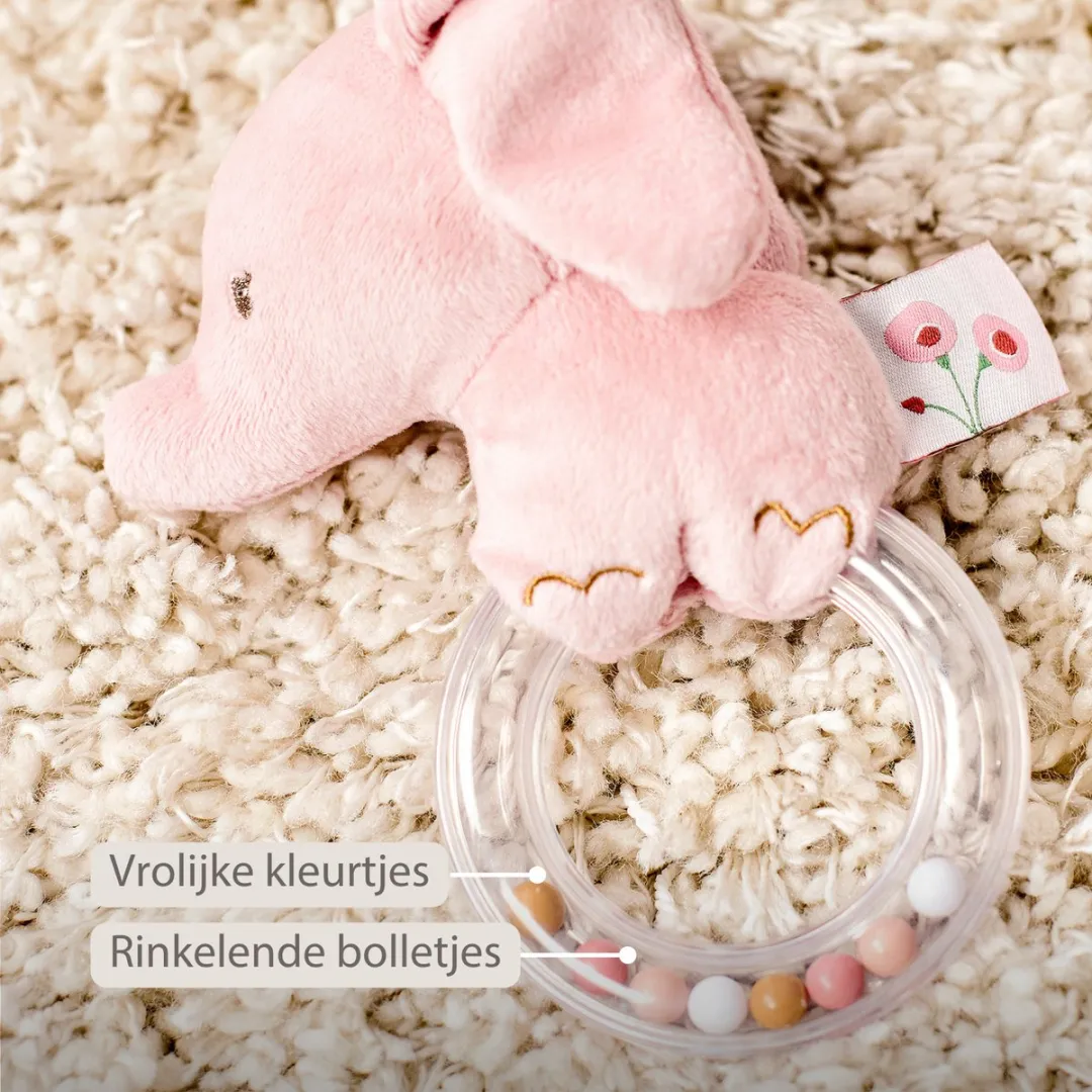 Nattou FanFan Rammelaar Olifant - 15cm - Roze