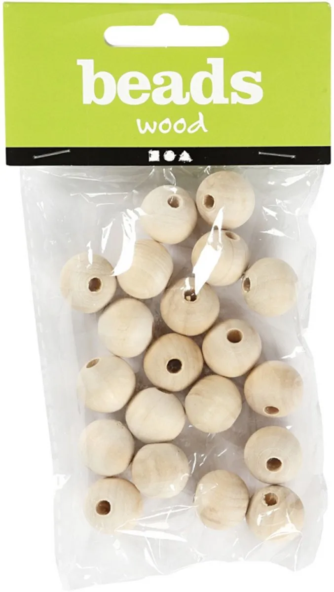 Creativ Company Houten Kralen 15mm Naturel - 20 Stuks