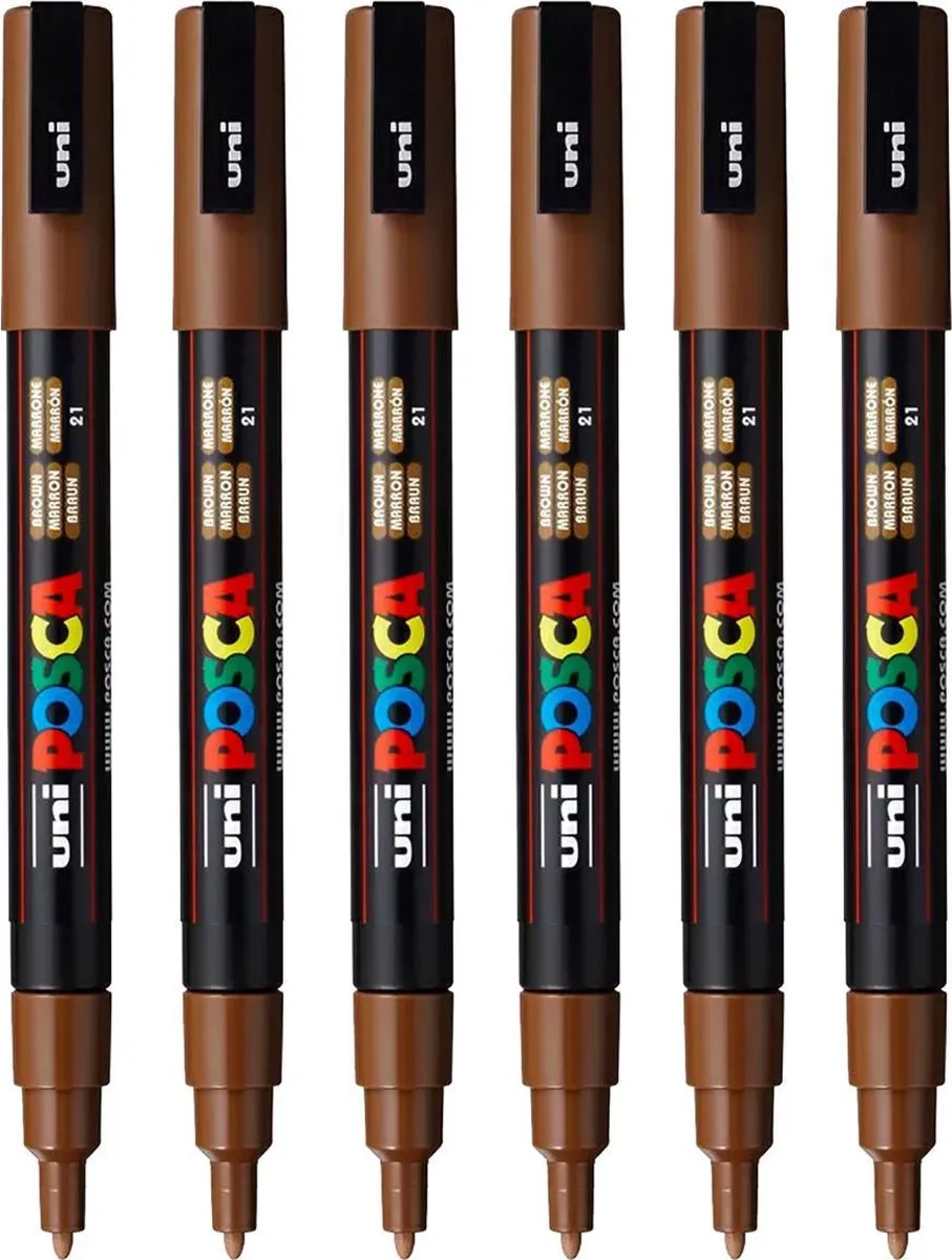 Posca PC-3M Fine Tip Verfstiften - Bruin - 6 Stuks