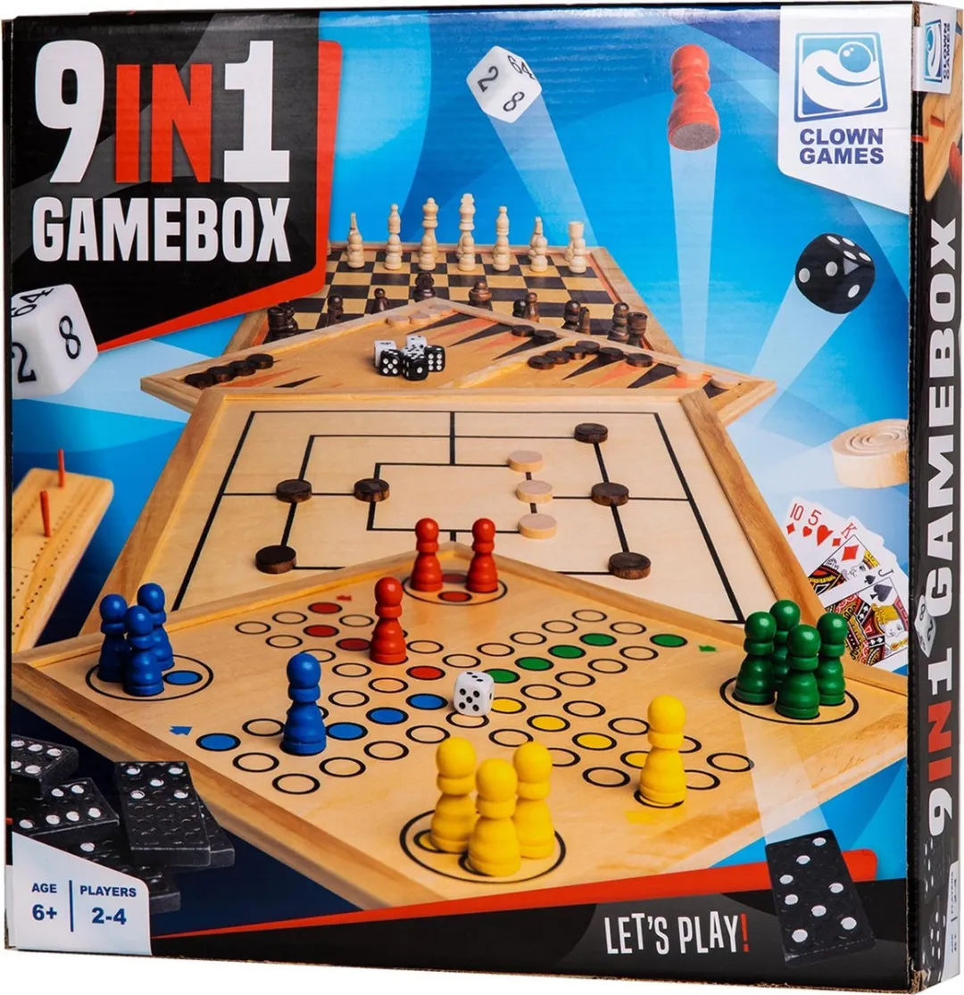 Clown Games 9-in-1 Spellendoos Hout - 2008103