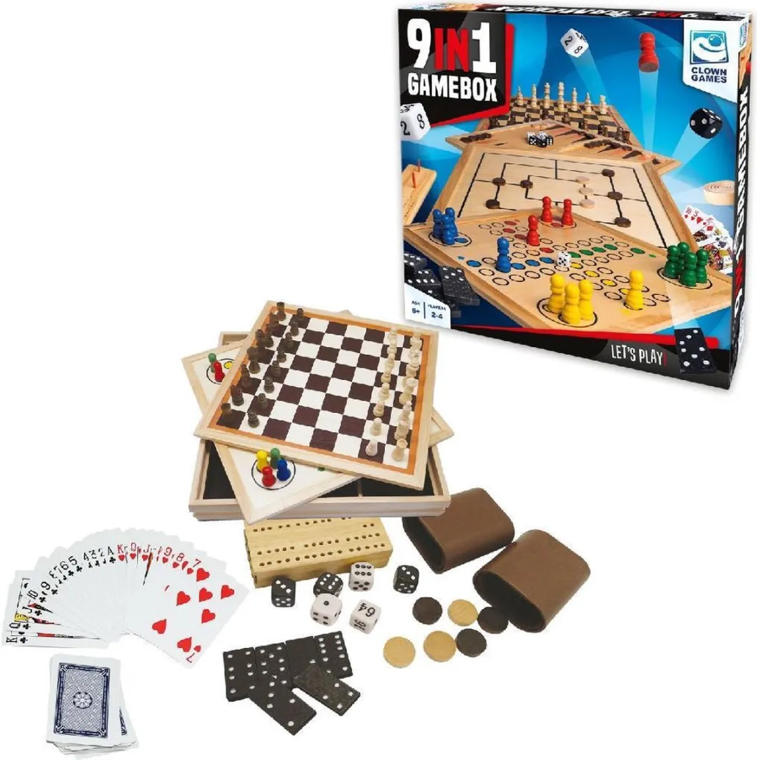 Clown Games 9-in-1 Spellendoos Hout - 2008103