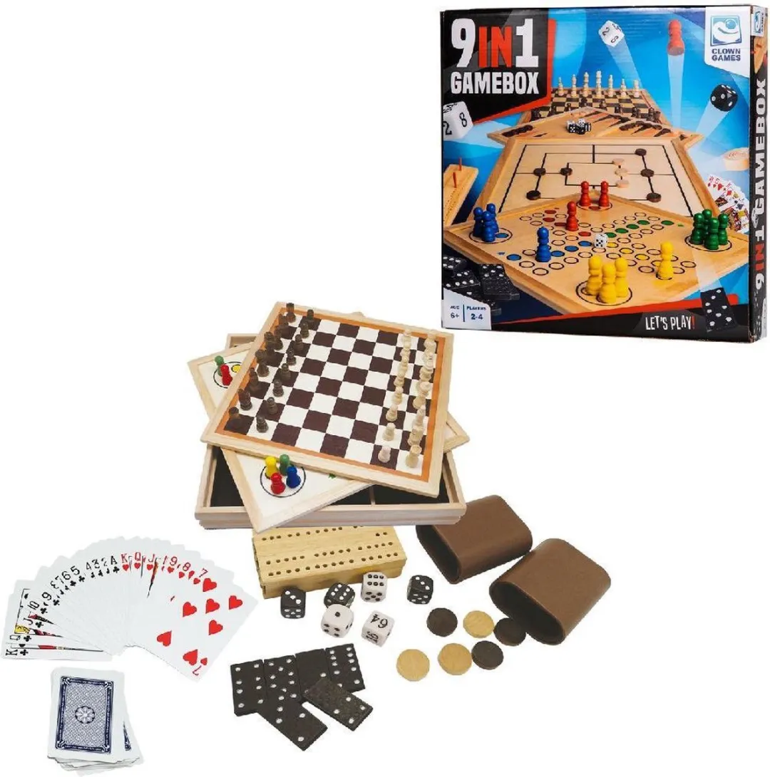 Clown Games 9-in-1 Spellendoos Hout - 2008103