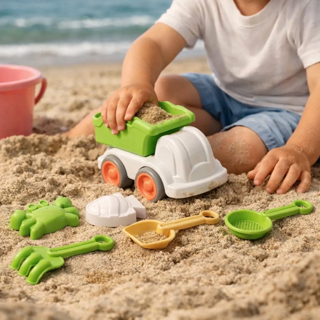 Eddy Toys Strand Speelgoed Vrachtwagen Set 6-delig - Groen