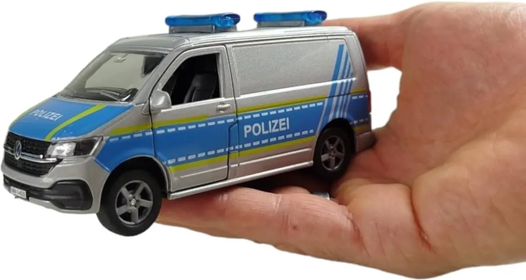 Kids Globe Volkswagen Transporter Hulpdienst 112 Politiewagen 13,5cm