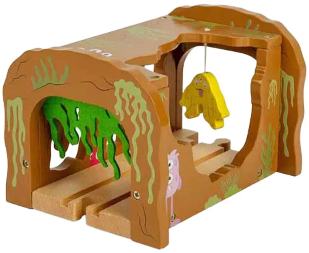 BIGJIGS Houten Treintunnel met Monsters BJT607 - Multi kleuren