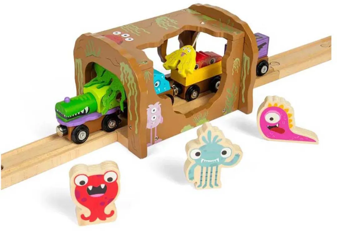 BIGJIGS Houten Treintunnel met Monsters BJT607