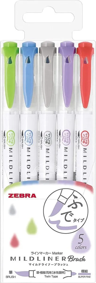 Zebra Mildliner Brush Pennen