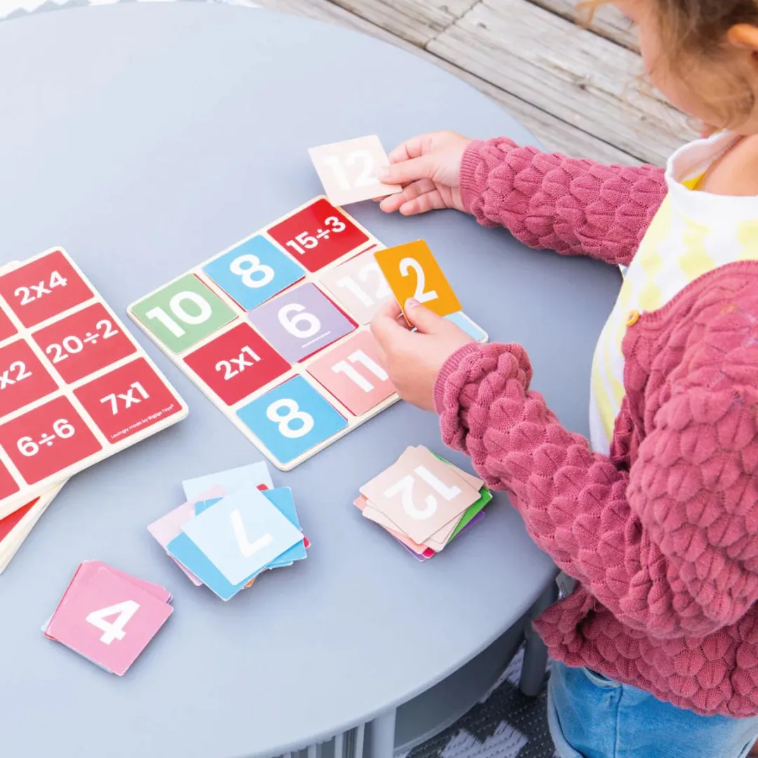 BIGJIGS Wiskunde Bingo Vermenigvuldigen & Delen - Multikleur