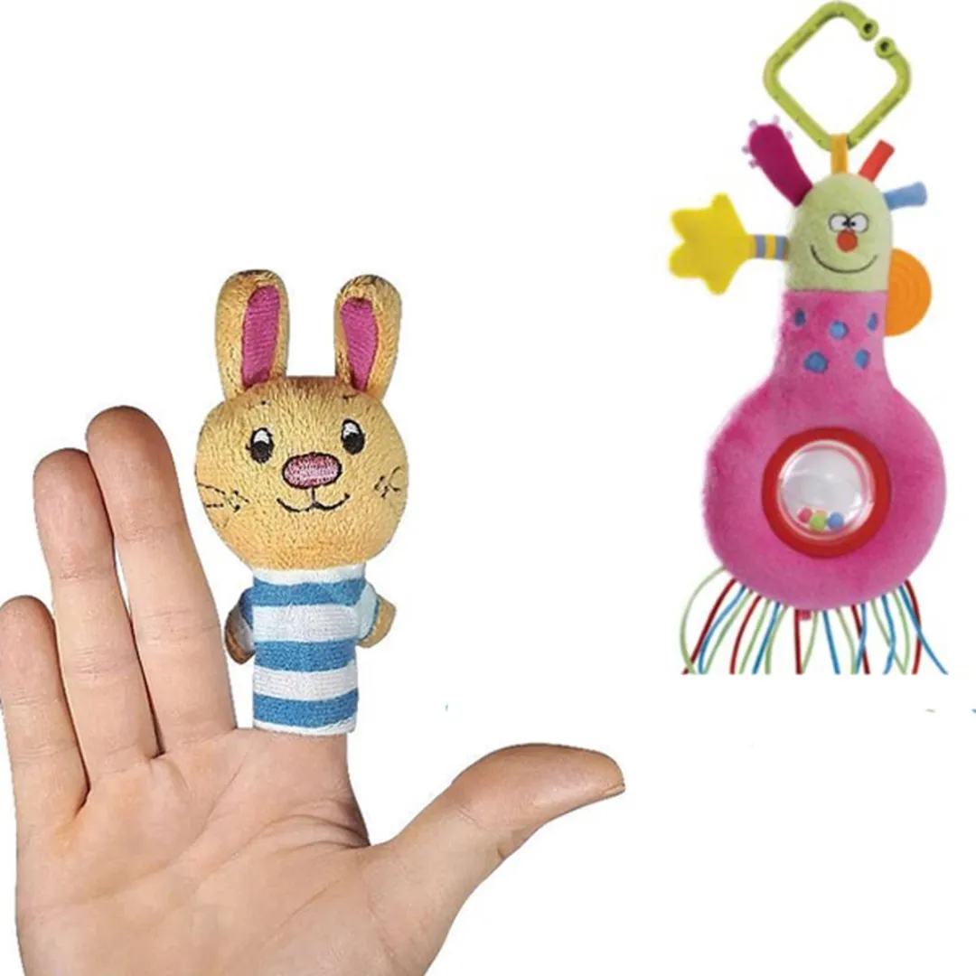 Topknuffels Kooky Rattles Pluche Rammelaar Roze 21cm + Vingerpop 10cm