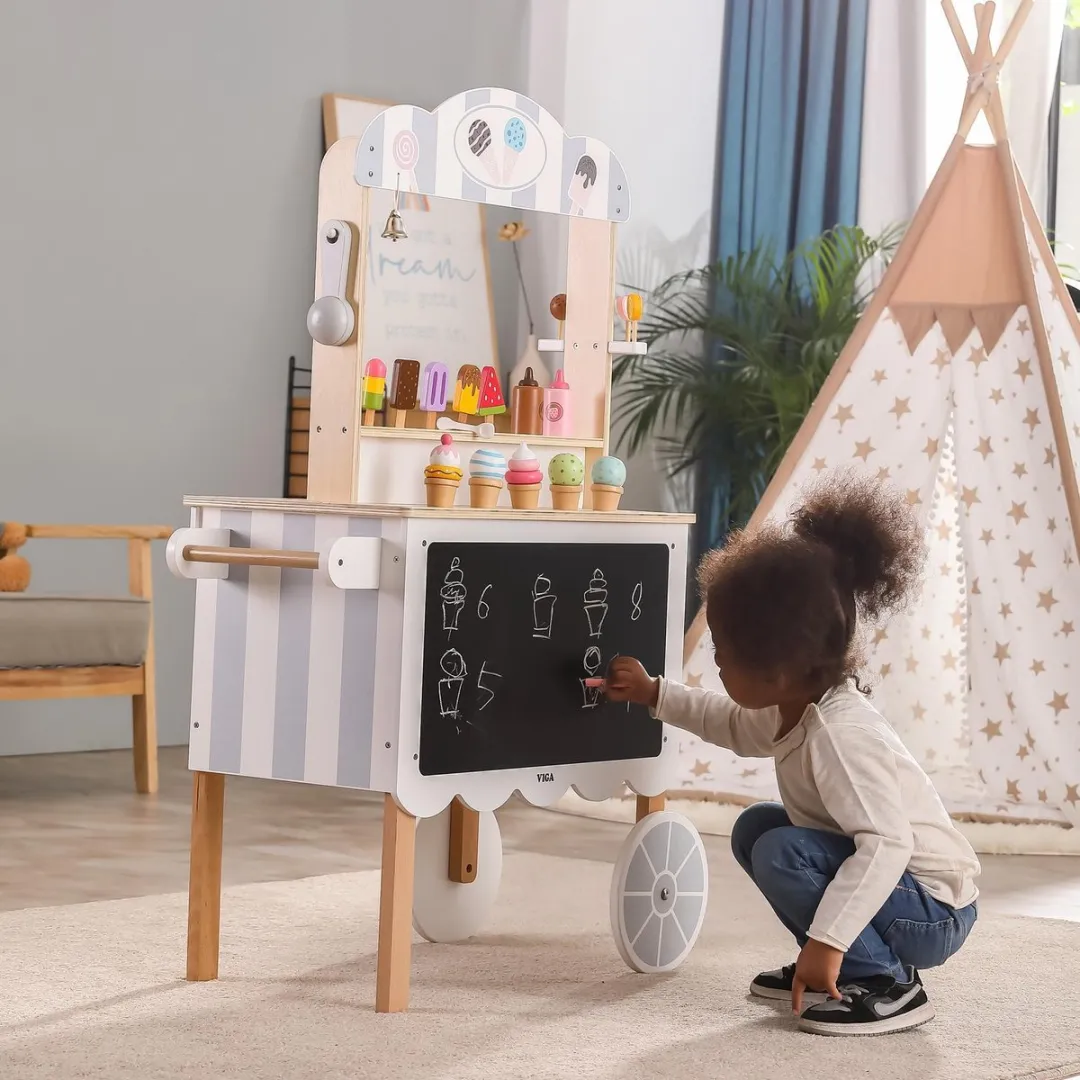 Viga Toys Mobiele Winkel IJssalon Zoetwaren 3-in-1
