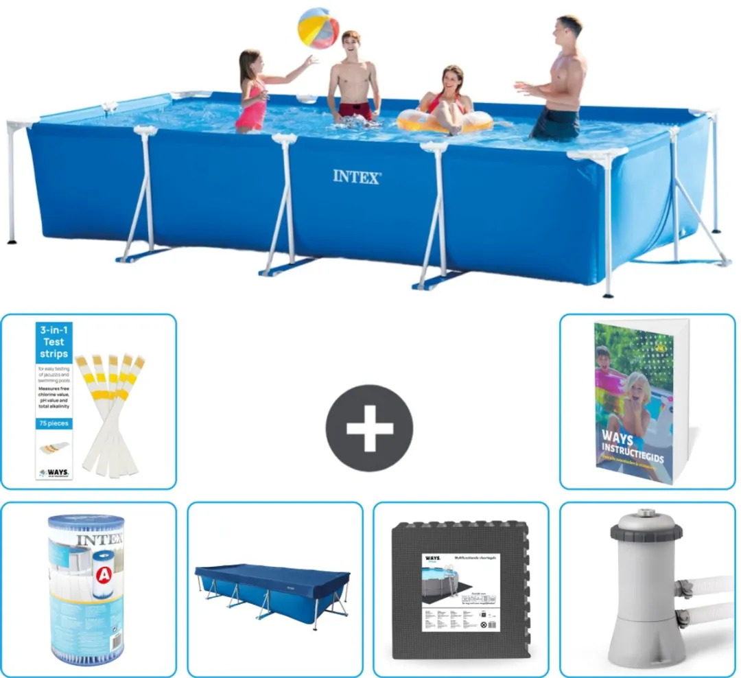 Intex Rechthoekig Frame Zwembad 450x220cm - Blauw - 7-delig