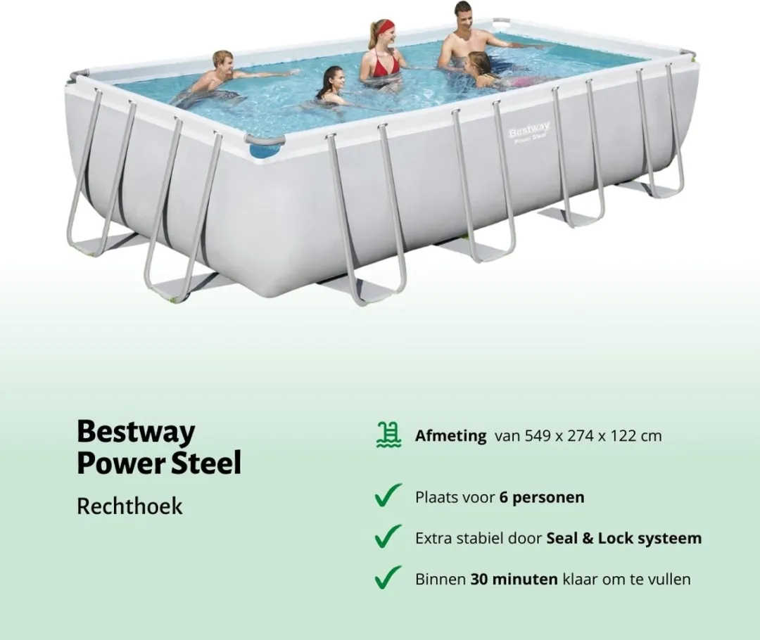 Bestway Power Steel Zwembad 549x274x122cm - 14.812L Grijs