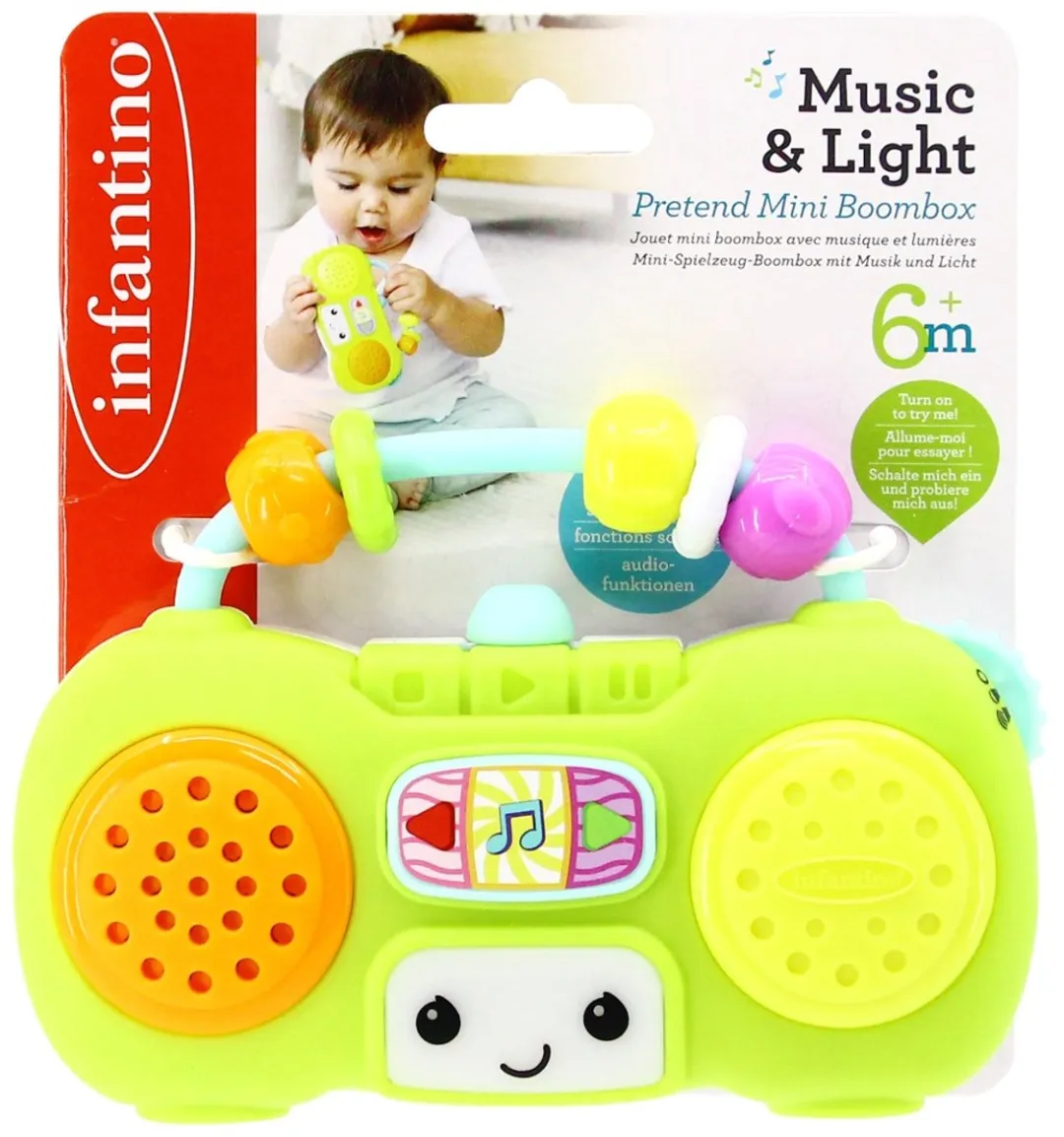 Infantino Music & Light Pretend Mini Boombox Rammelaar