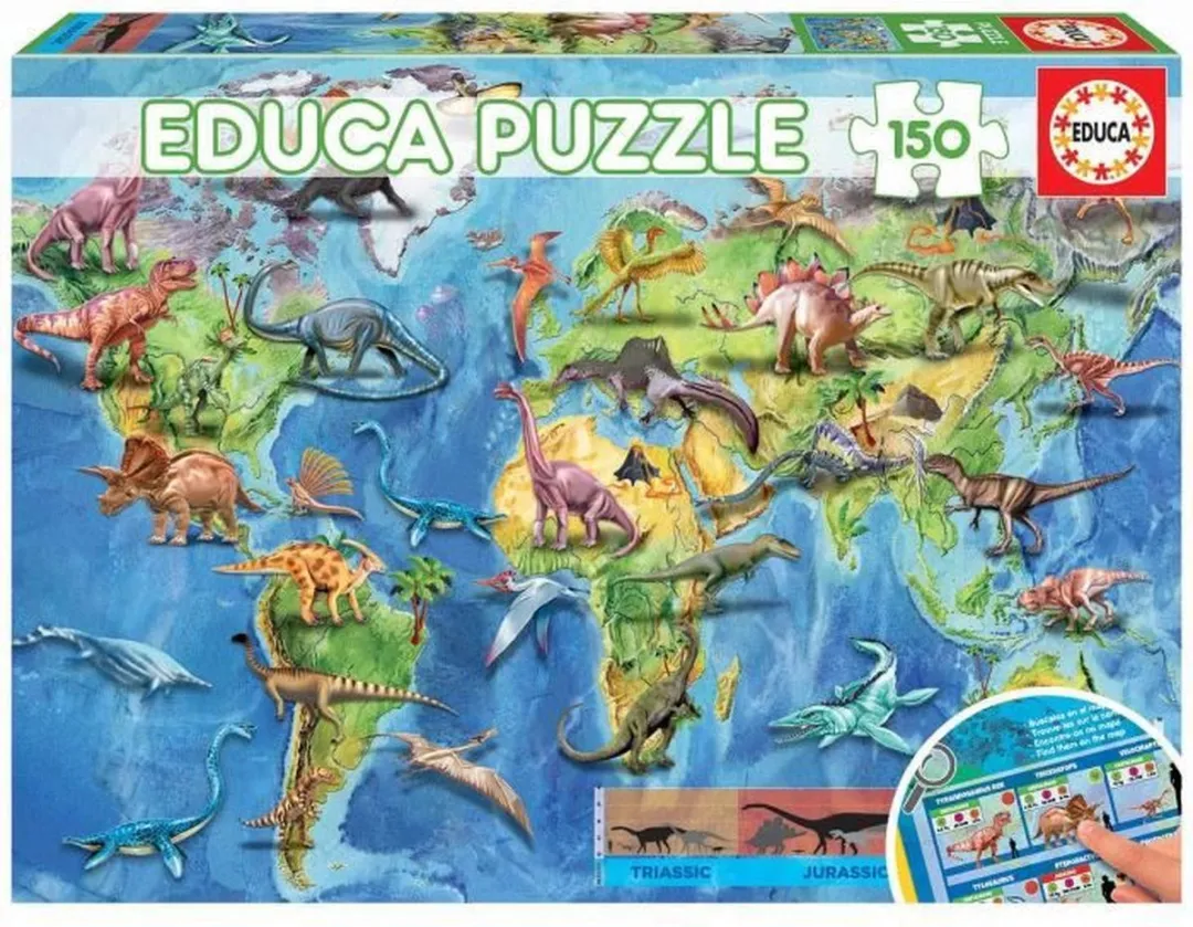 Educa Dinosaur World Map Puzzel 150 Stuks - Multicolor - afbeelding 2 van 2