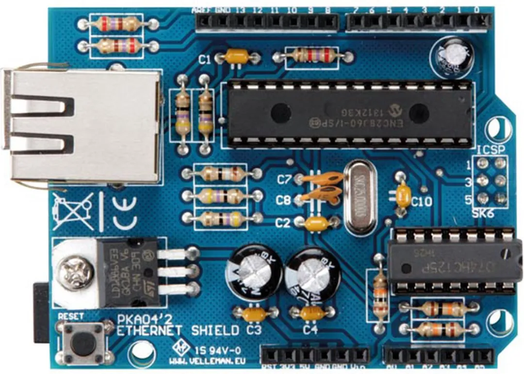 Whadda Shield Ethernet Arduino WPK04 - 68x53mm - Blauw/Zwart - afbeelding 6 van 6