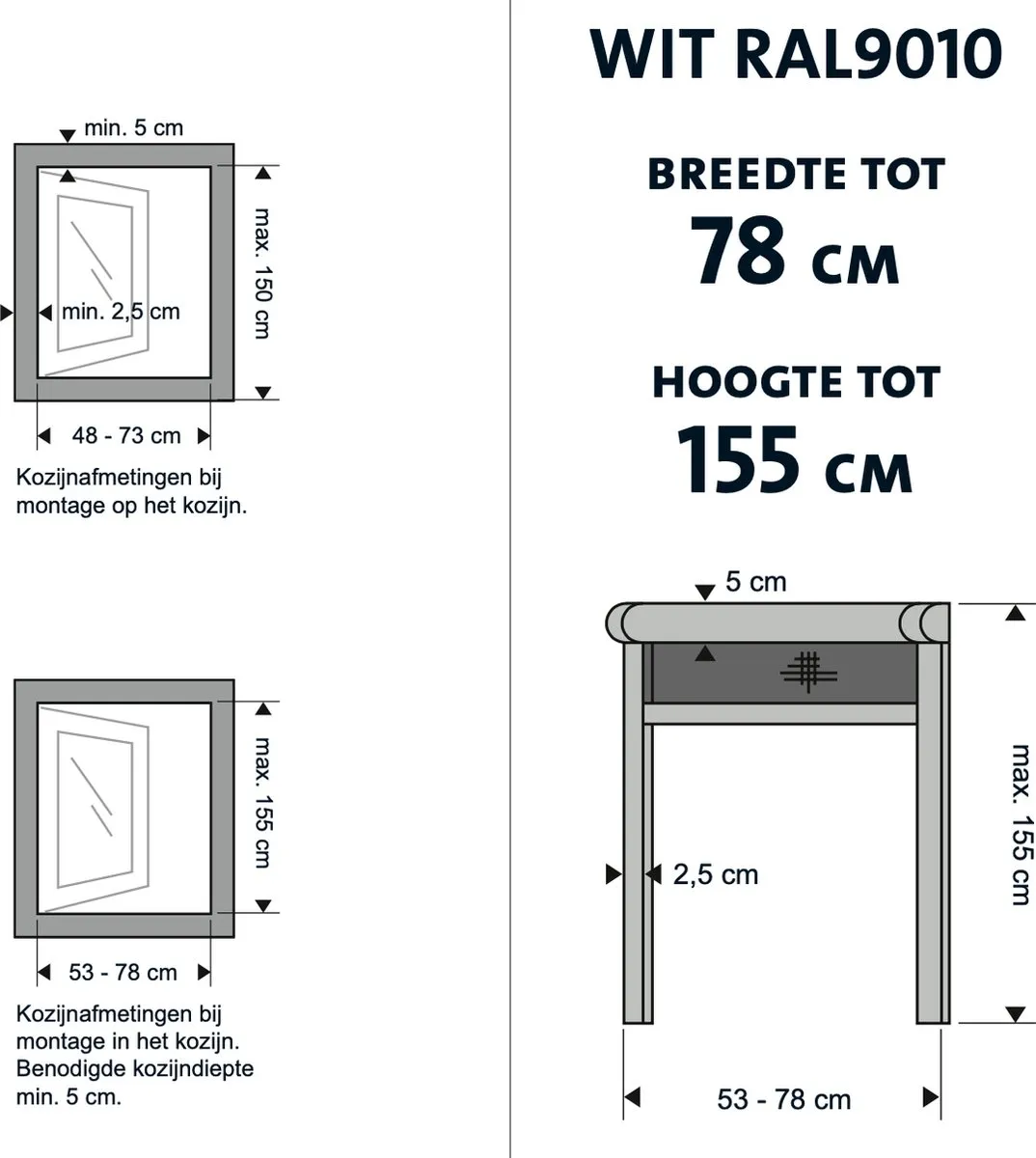 Bruynzeel Rolhor S700 Raam 78x155cm - Wit - afbeelding 6 van 6