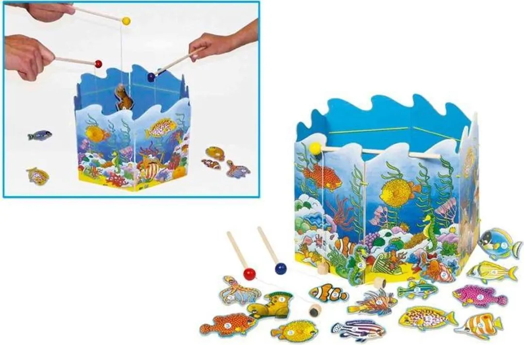 Goki Visserspel 19-delig - Ø30cm - 2 Hengels met magneet
