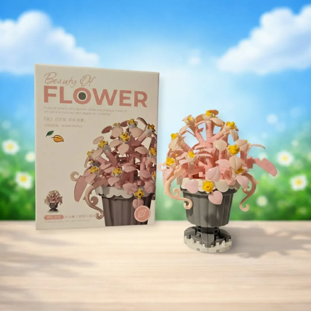 Shantou Toys DIY Bouwbloem Duizendguldenkruid - 205 Stuks Roze