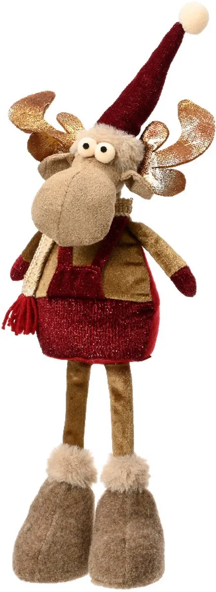 Kaemingk Polyester Rendier Bruin met Rode Muts - 50cm