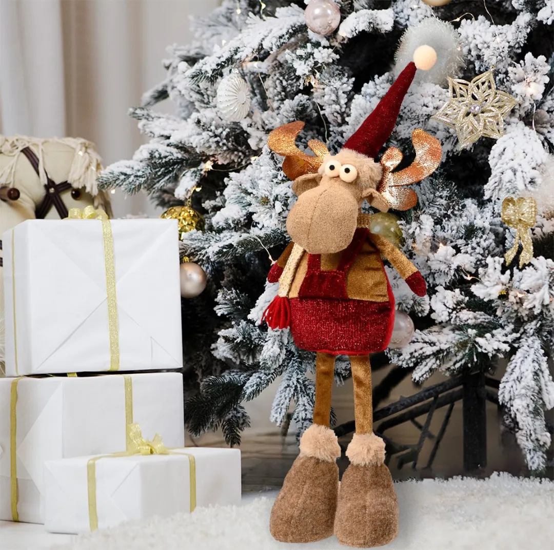 Kaemingk Polyester Rendier Bruin met Rode Muts - 50cm