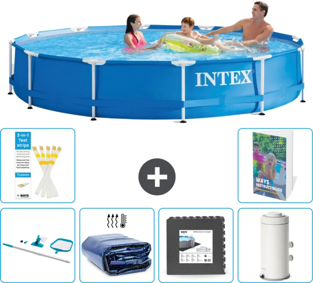 Intex 28210NP-Blauw Rond Frame Zwembad 366x76cm