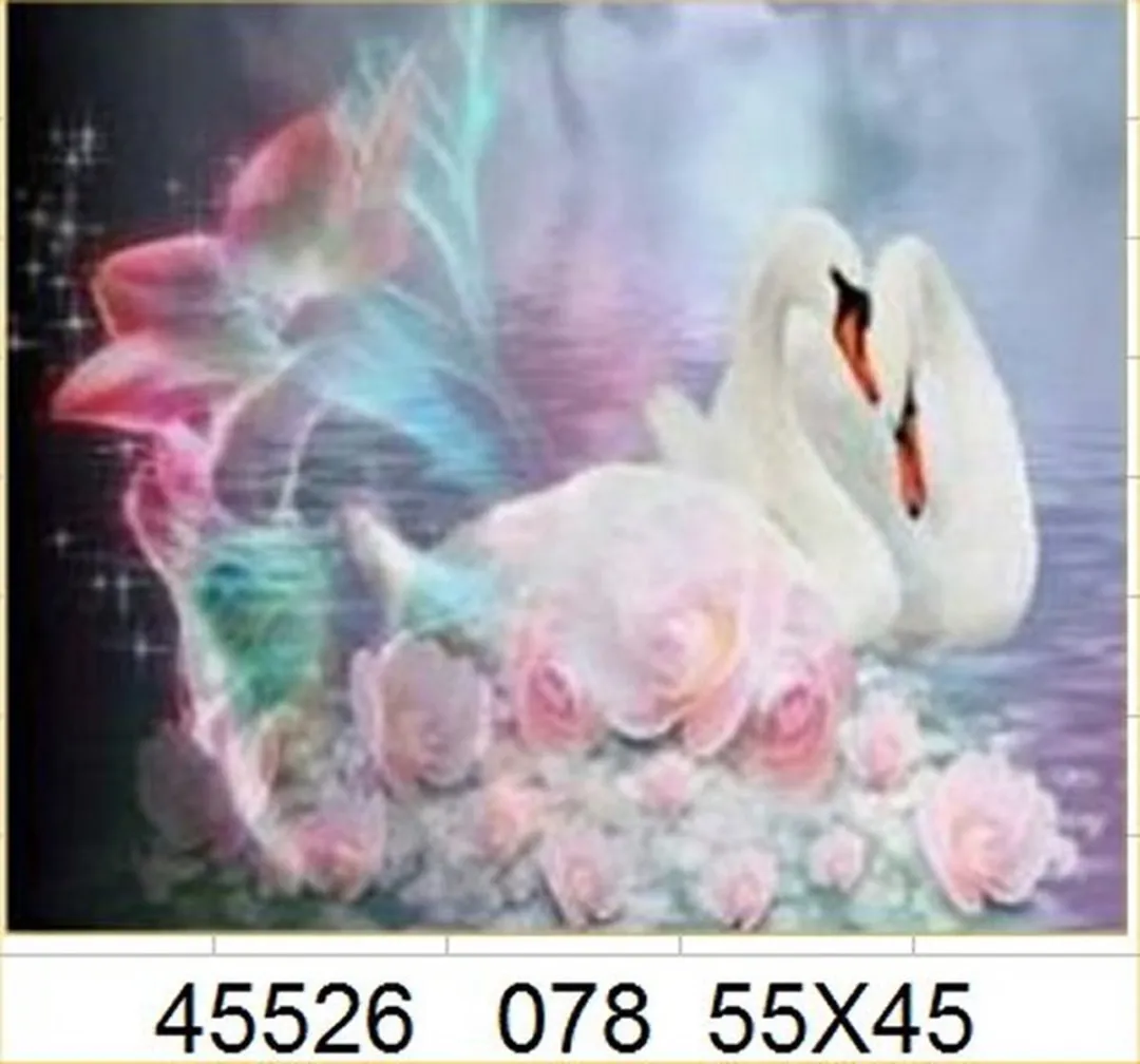 VDTOYS Diamond Painting VDTA078 Romantic Swans 55x45cm