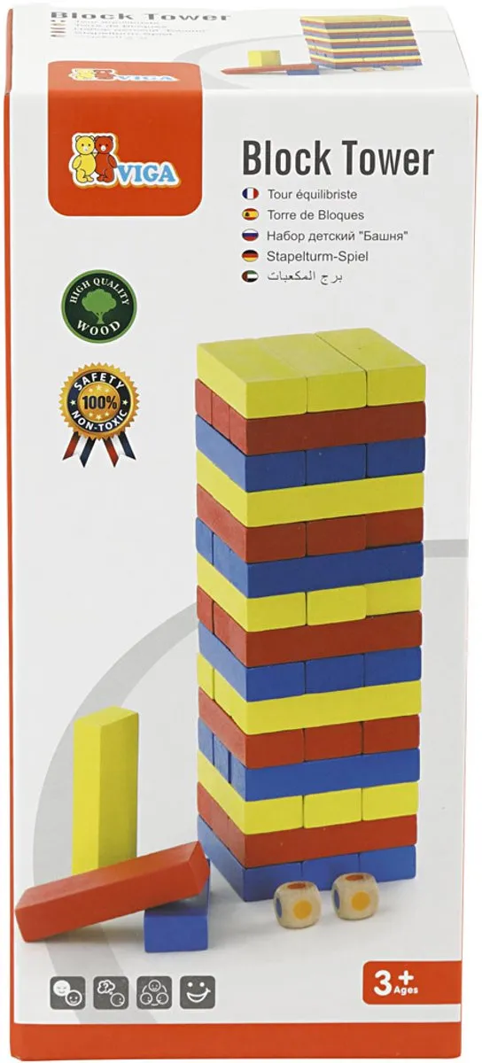 Viga Toys Behendigheidsspel Stapeltoren Hout - 48-delig