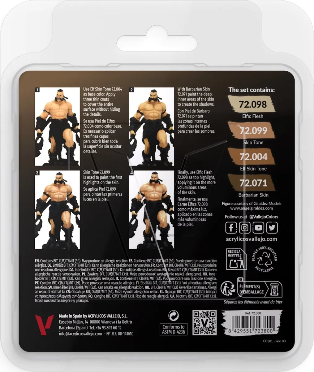 Vallejo 72380 Game Color Acryl Verfset - Tanned Skin - 4x72ml